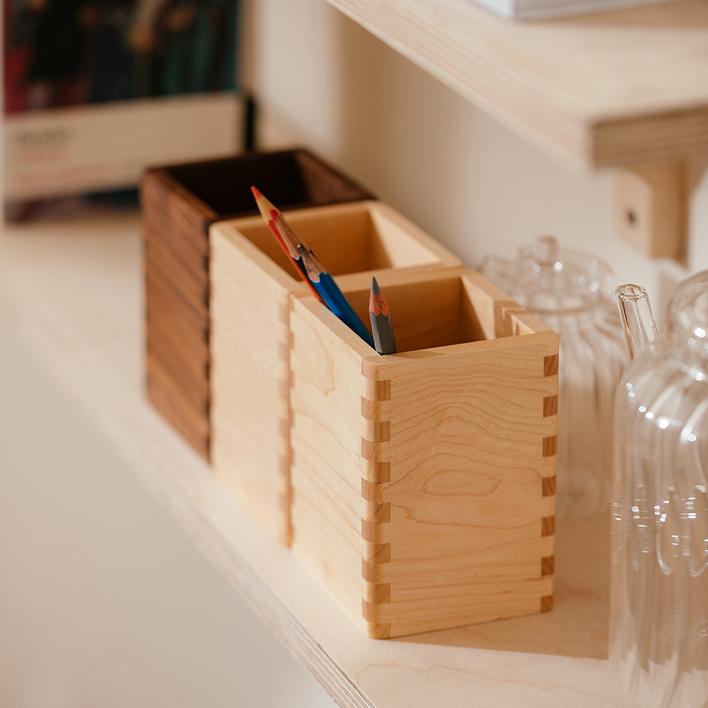 Natural House Multi Purpose Use Desktop Organizer Wooden Pen Cup Holder Wood Desk Pencil Holder Stand for Office Home product view