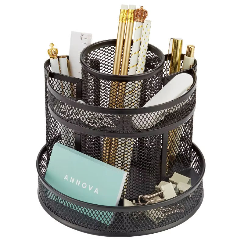 360 Rotating Metal Pencil/pen Holder Desk Organizer for School Office Supplies Storage