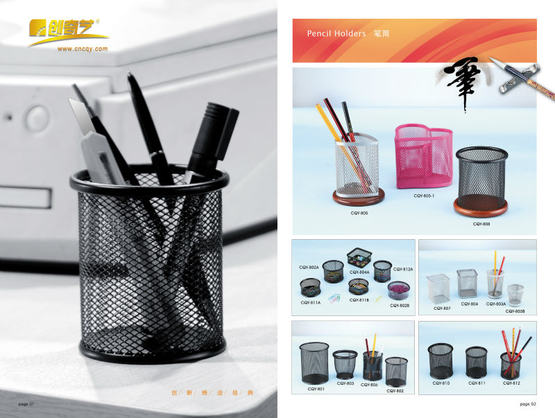 Factory OEM Customization Support Pen Organizer Metal Mesh Pen Holder for Desk Office and School Pencil Cup detail