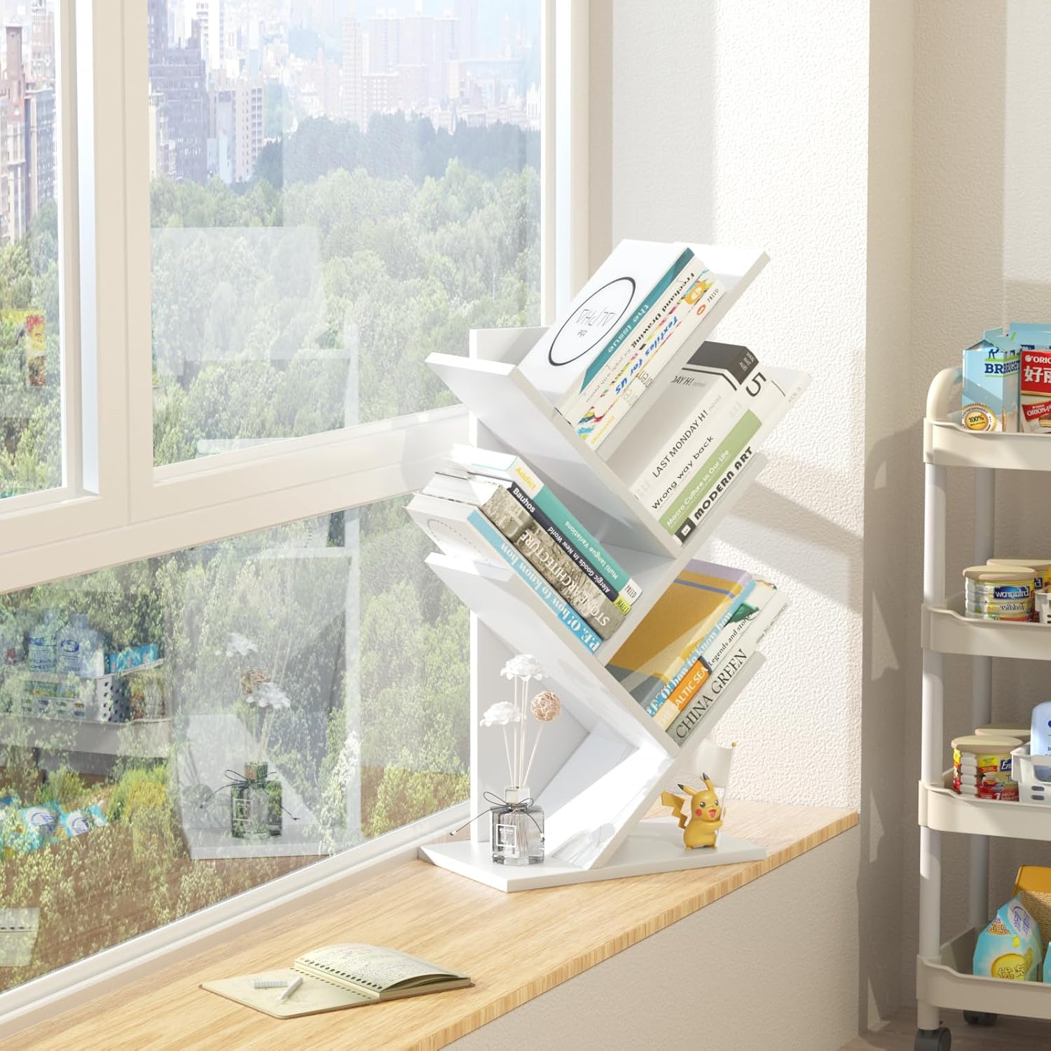 Factory Direct Sale Can Be Customized Color Size Desktop Shelf Tree Wooden Bookshelf Storage Rack product view