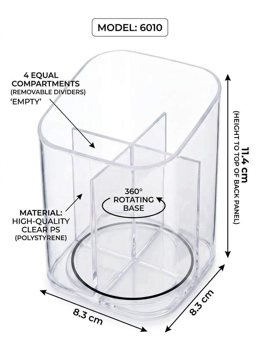 Large Capacity 360 Degree Rotating Marker Organizer Single PS Pen Holders for Office Storage Desk Arrangement Box Made PS detail