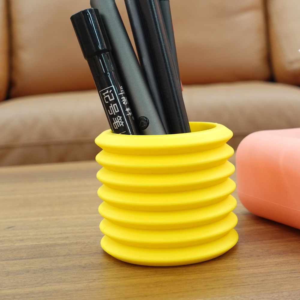 Wolife Original Design Eco- Friendly Silicone Round Shape Organizer Box Pen Stand Holder Stationery Pen Holders for Office Use product view