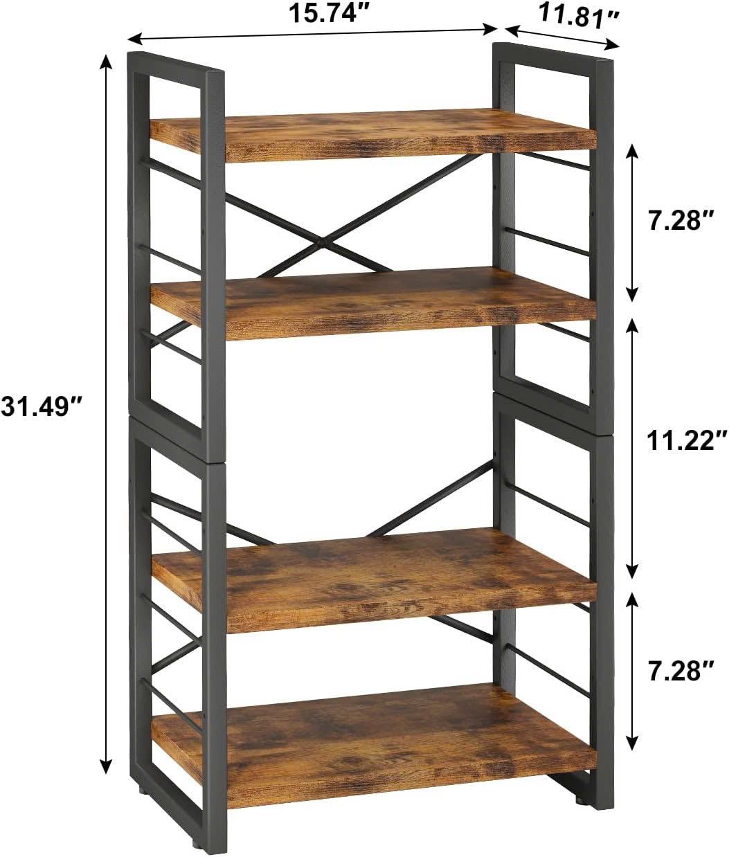 4-Tier Desk Hutch & Bookshelf, Stackable Organizer for Desktop, Living Room, Bedroom. product view