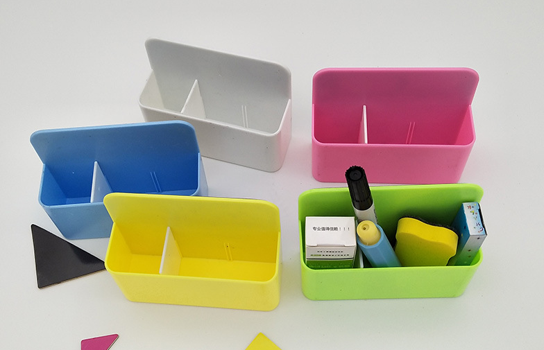 Fridge Magnet Magnetic Marker Pen Storage Box Grid Rubber Magnet Plastic Organizer Pen  Holder for Whiteboard detail