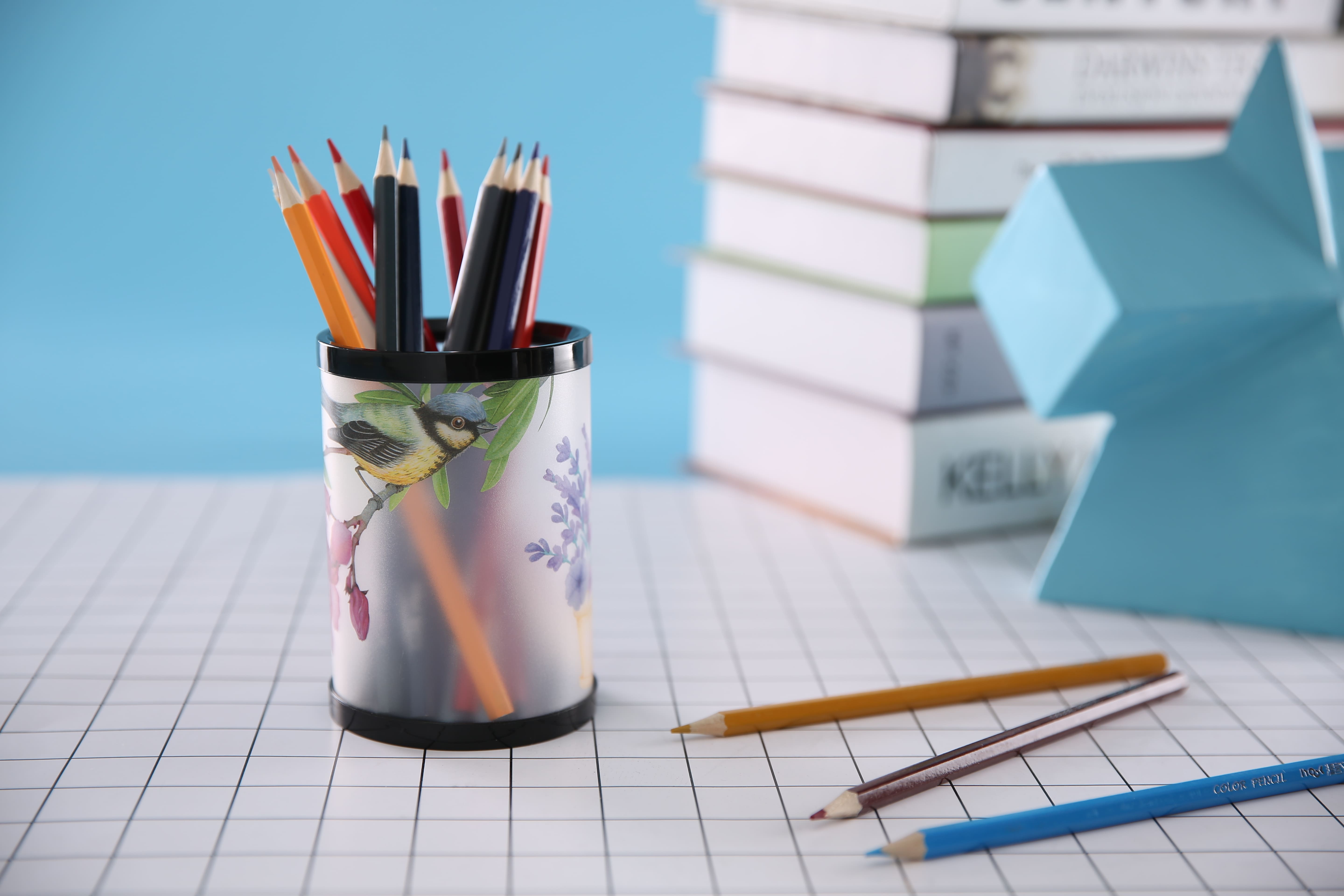 Cute Cat Round Plastic Pencil & Pen Organizer Desk Storage Stationery Holder for Students detail