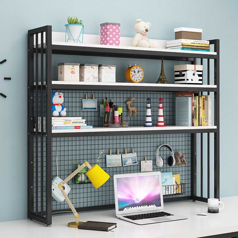 Custom Student Computer Desk/Desktop Multilevel Storage Rack Bookshelf With Grid Bookshelves product view