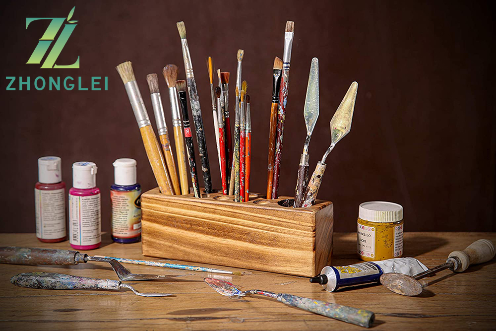 Rustic Wooden Pencil Holder, Fountain Pen Holder, Office Pens Holder for Desk detail