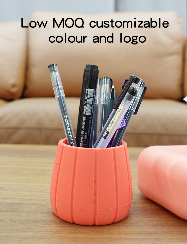 Wolife Original Design Eco- Friendly Silicone Round Shape Organizer Box Pen Stand Holder Stationery Pen Holders for Office Use detail