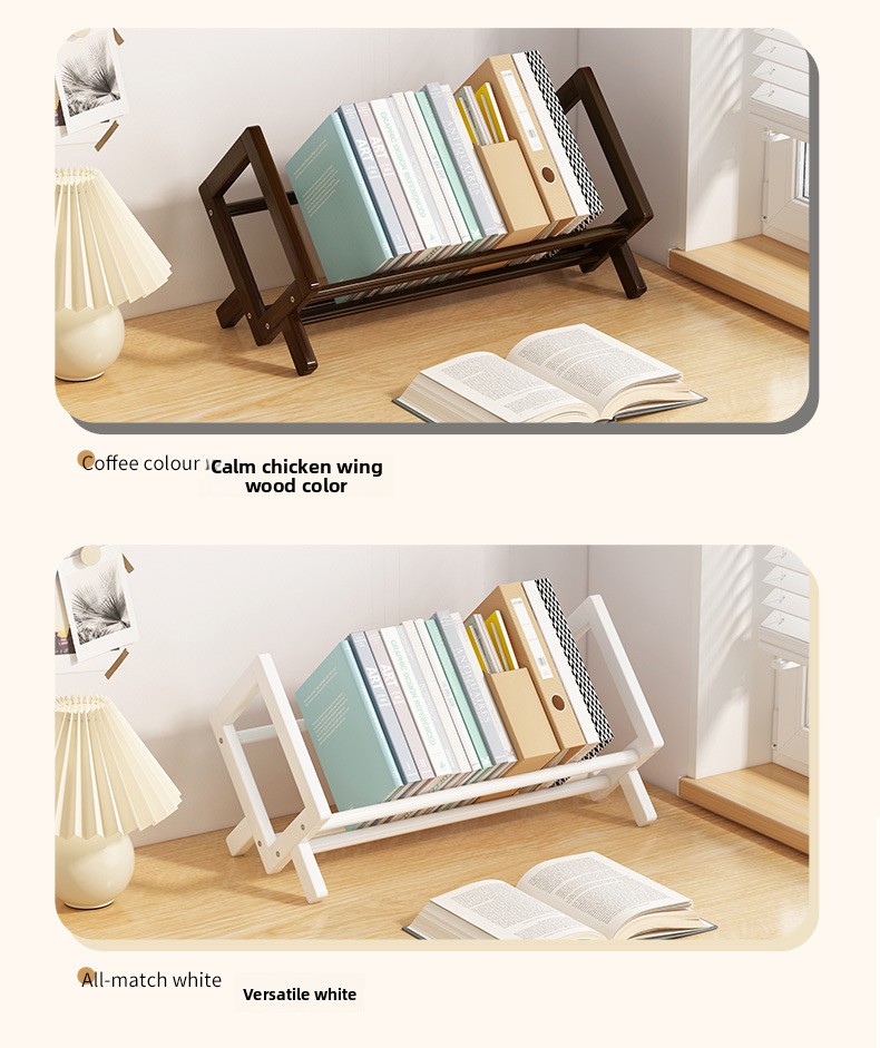Economical Small Bookshelf Organizer for Students Bamboo Desktop Book Storage Rack for Children Simple Living Room Book Stand detail