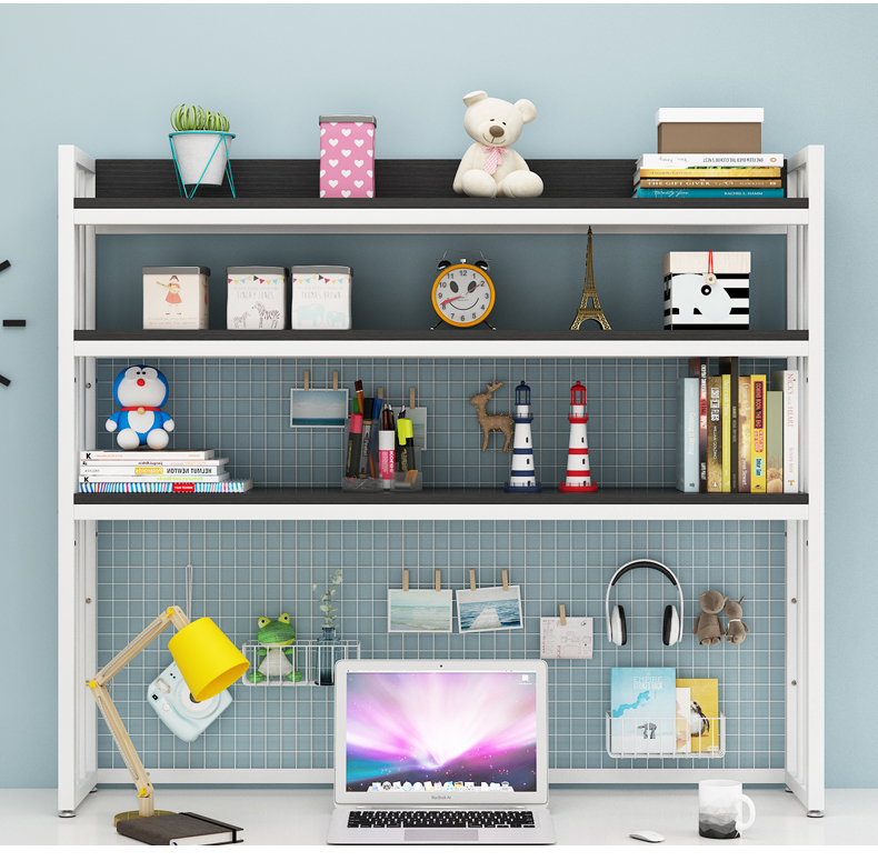Custom Student Computer Desk/Desktop Multilevel Storage Rack Bookshelf With Grid Bookshelves detail