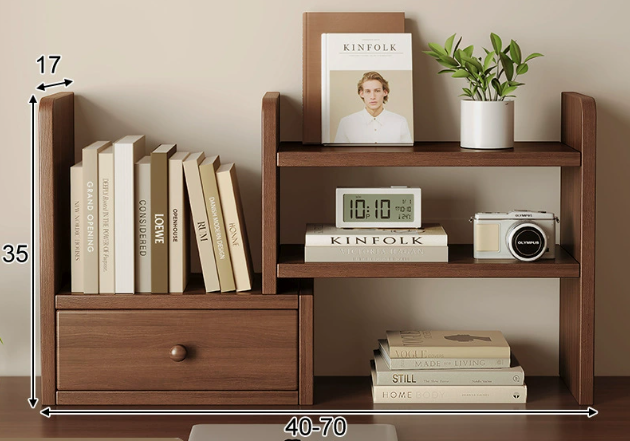 Strictly Selected Solid Wood Artistic Design Corner Placement Desktop Bookshelf Desk Storage Rack Office Organizing Bookcase detail