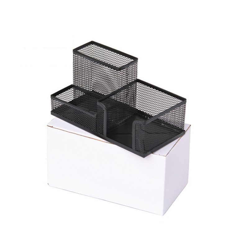 Hot Selling Three Storage Boxes Metal Pen Holder Memo Pad Desk Organizer product view