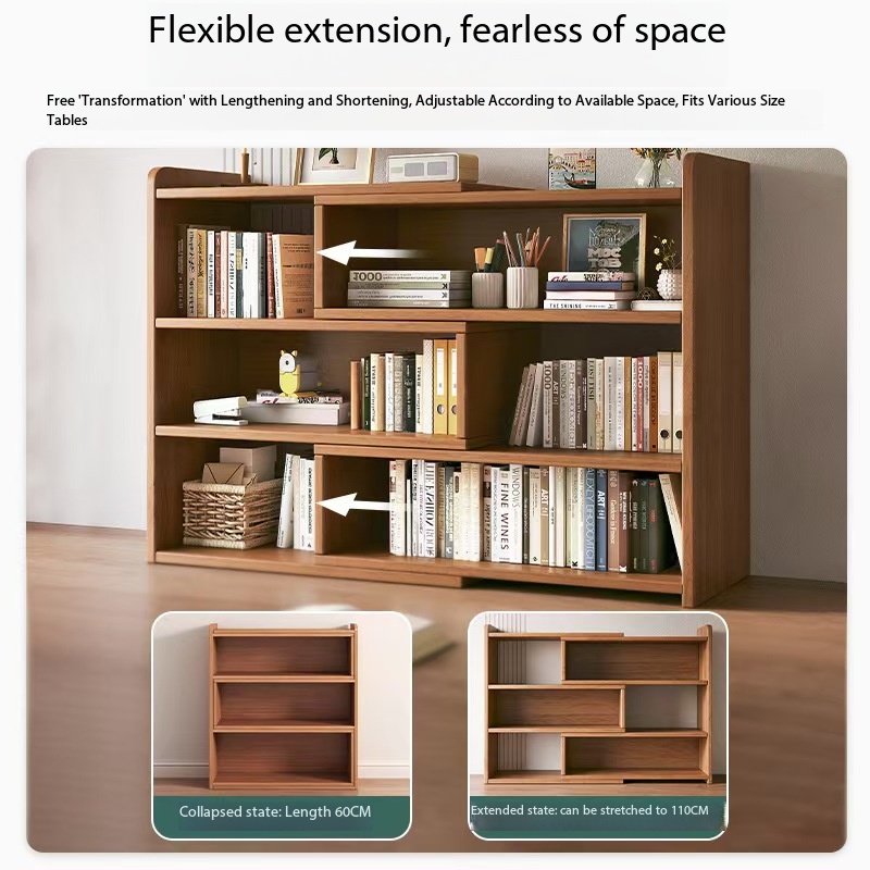 Wooden Desktop Bookshelf Adjustable Open Storage Shelf Organizer for Office Study Desk Bedroom product view