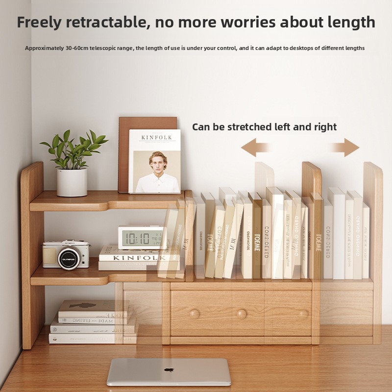 Strictly Selected Solid Wood Artistic Design Corner Placement Desktop Bookshelf Desk Storage Rack Office Organizing Bookcase product view