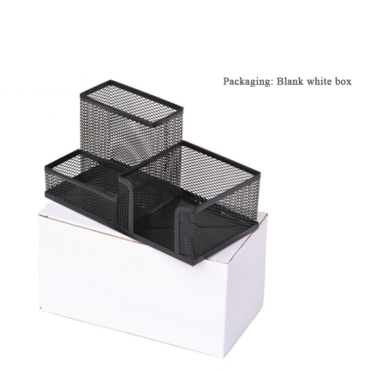 Hot Selling Three Storage Boxes Metal Pen Holder Memo Pad Desk Organizer detail