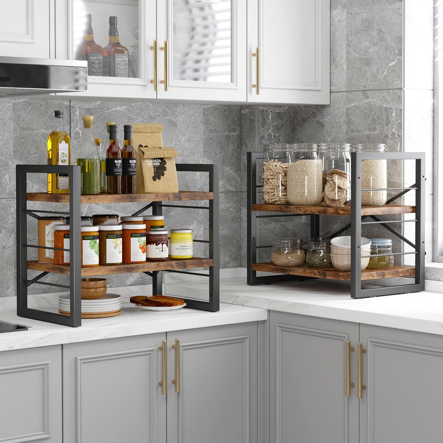 4-Tier Desk Hutch & Bookshelf, Stackable Organizer for Desktop, Living Room, Bedroom. product view