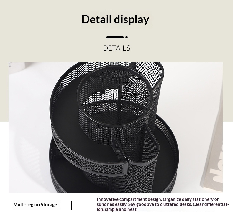 360 Rotating Metal Pencil/pen Holder Desk Organizer for School Office Supplies Storage detail