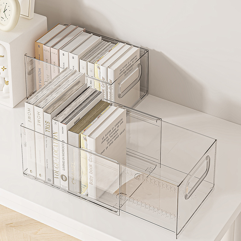 Modern Kids' Transparent PET Storage Rack Retractable Stacking Bookshelf Desktop Bookcase with Picture Book Storage Modern Style product view