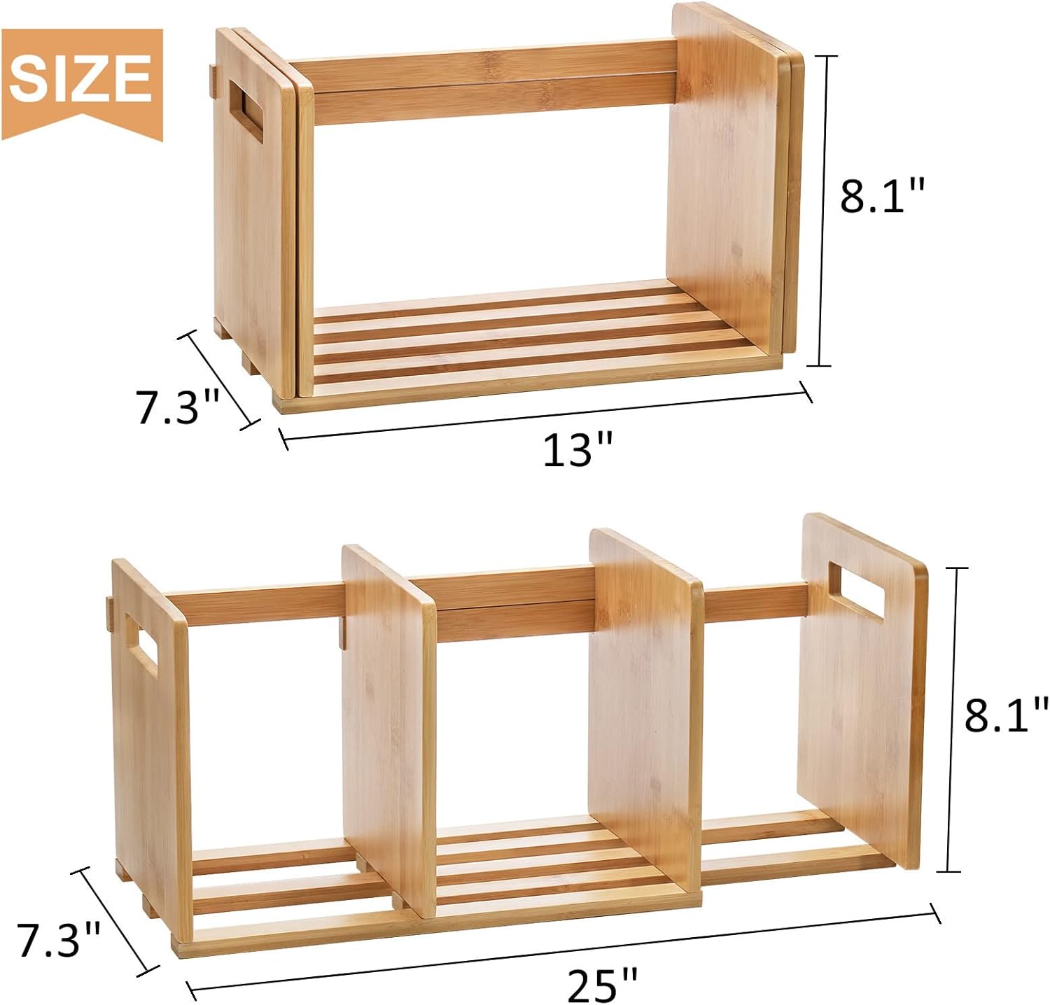 Bamboo Desktop Bookshelf Wooden Expandable Desktop Organizer Display Shelf Book Rack for Office Supplies Home Tabletop detail