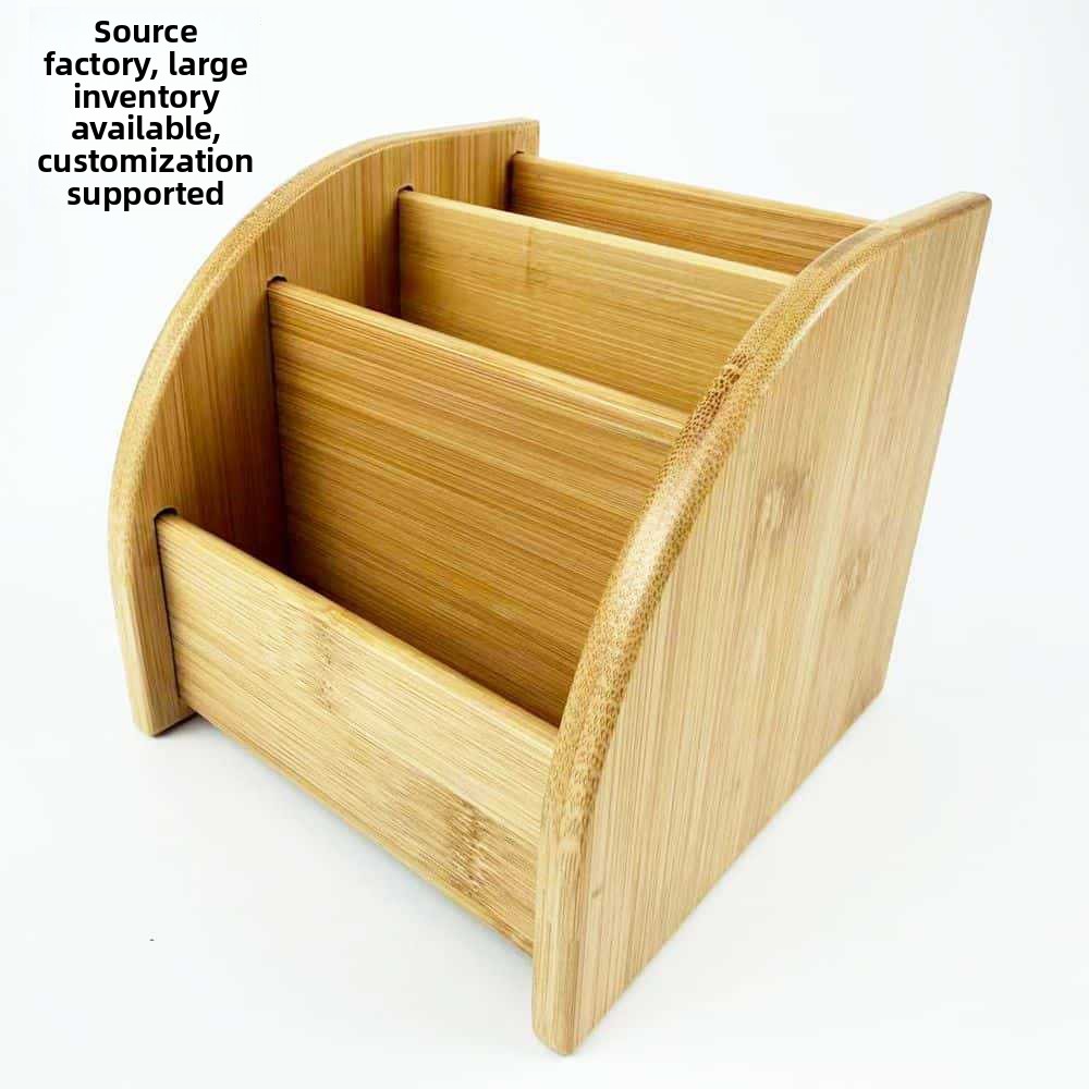 Multifunctional minimalist office desk bamboo pen holder desktop storage box remote control stand product view