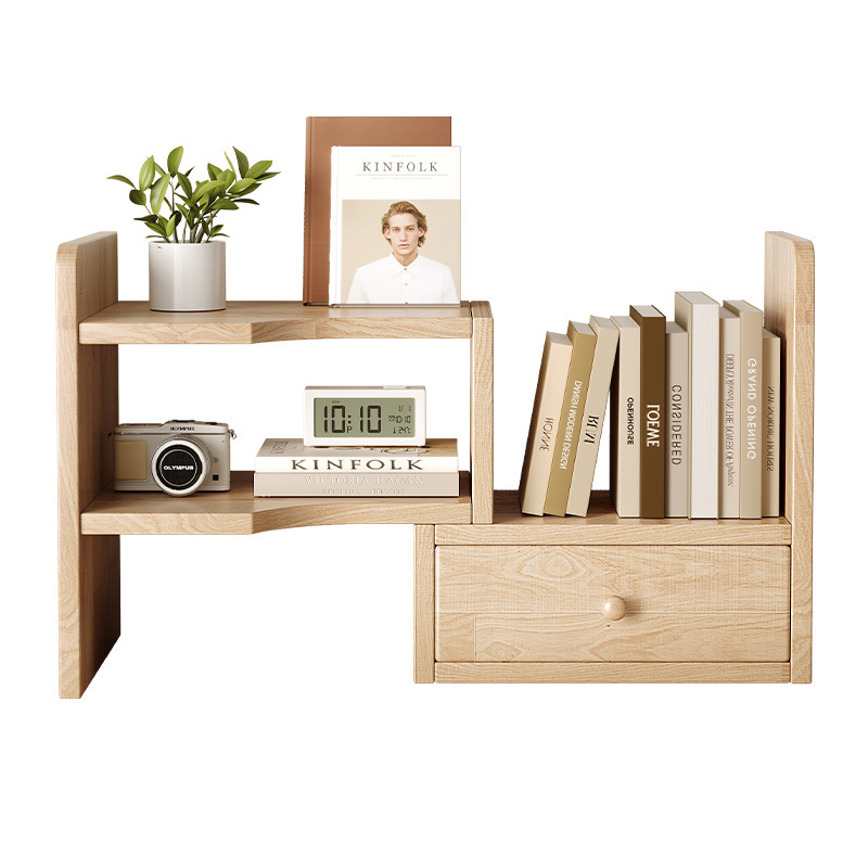 Strictly Selected Solid Wood Artistic Design Corner Placement Desktop Bookshelf Desk Storage Rack Office Organizing Bookcase product view