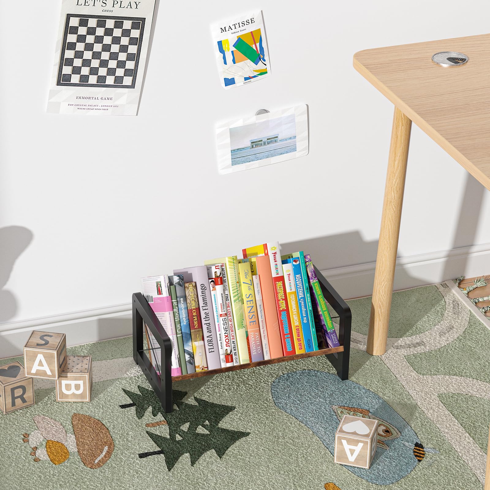 Desktop Bookshelf Organizer Wood Slanted Desk Bookshelf Small Tabletop Book Rack Portable Mini Bookcase for Book Display product view