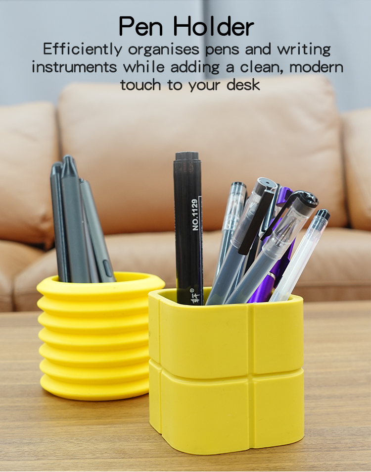 Wolife Original Design Eco- Friendly Silicone Round Shape Organizer Box Pen Stand Holder Stationery Pen Holders for Office Use detail