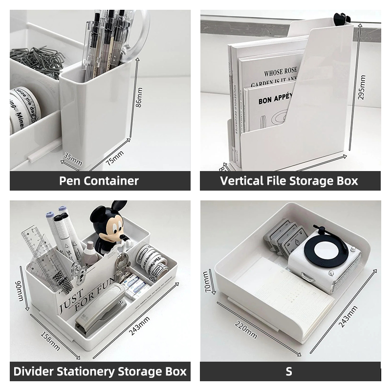 Multifunctional Plastic Desktop Organizer Space-Saving Storage Bookshelf and File Box for Home or Office product view