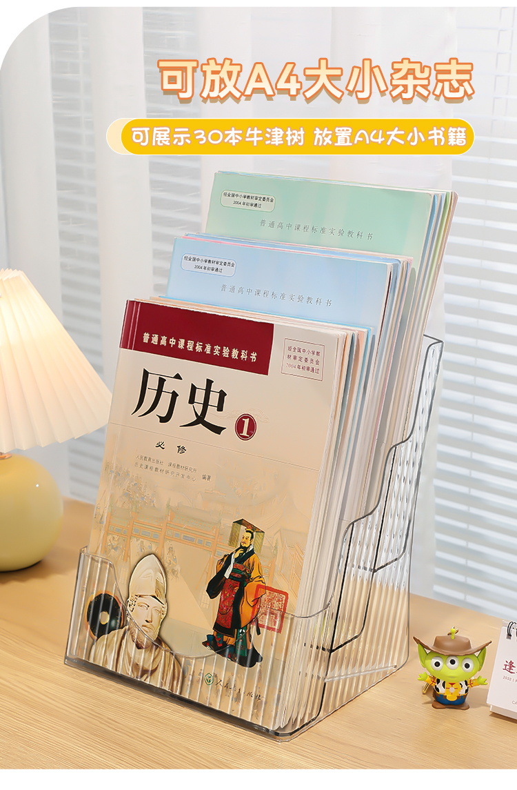 Desktop Bookshelf Children's Picture Book Display Rack Poster Magazine Storage Artifact Transparent Acrylic Ladder Rack detail