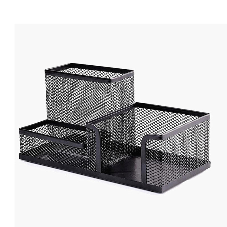 Hot Selling Three Storage Boxes Metal Pen Holder Memo Pad Desk Organizer product view