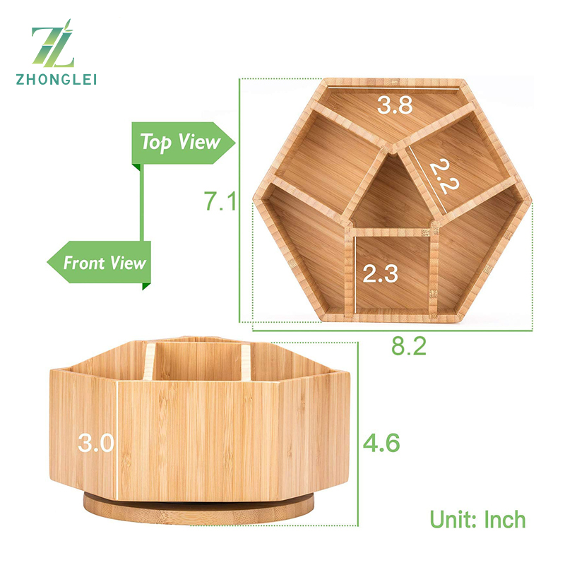 Multi-Function Bamboo Rotating Organizer Pen Holder product view