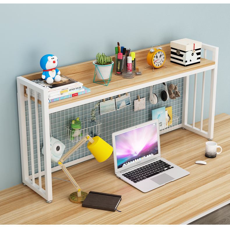 Custom Student Computer Desk/Desktop Multilevel Storage Rack Bookshelf With Grid Bookshelves detail