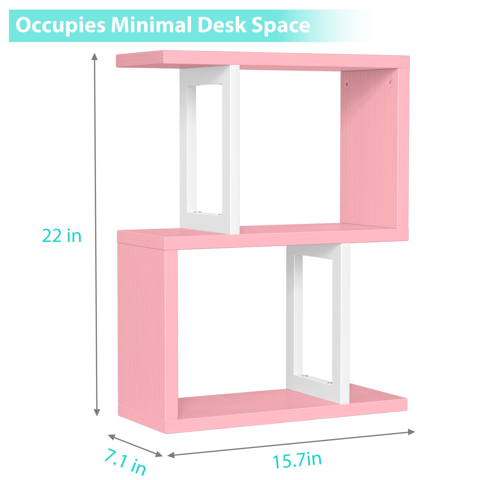 Wood 3 Tier Desk Shelf Bookcase with Storage Drawers Minimalist Tabletop Organizer for Home Office product view