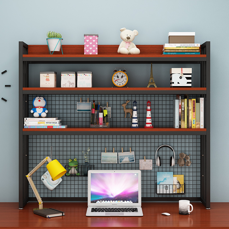 Custom Student Computer Desk/Desktop Multilevel Storage Rack Bookshelf With Grid Bookshelves product view