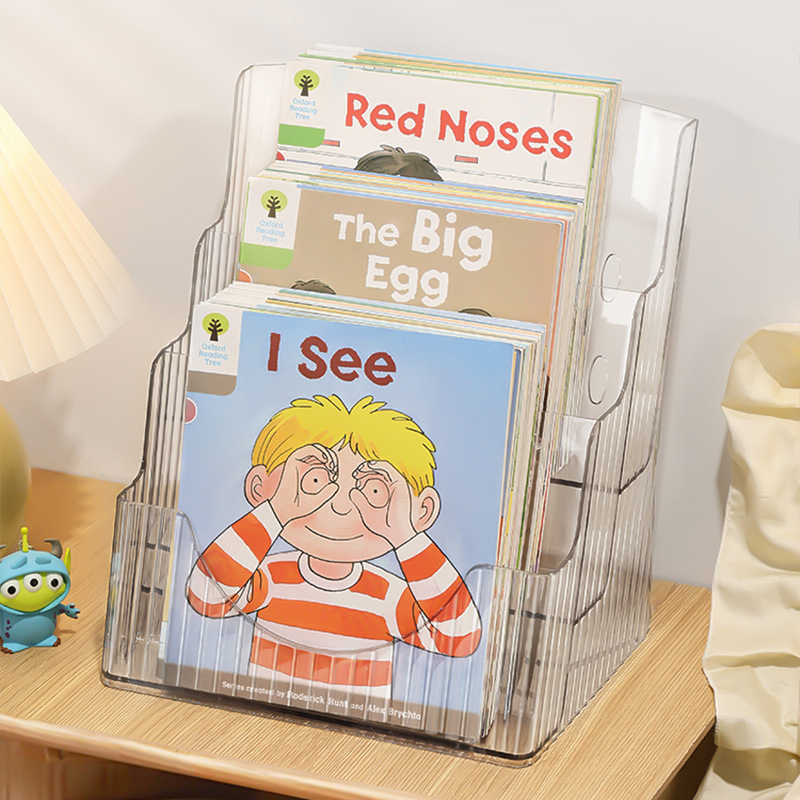 Desktop Bookshelf Children's Picture Book Display Rack Poster Magazine Storage Artifact Transparent Acrylic Ladder Rack product view