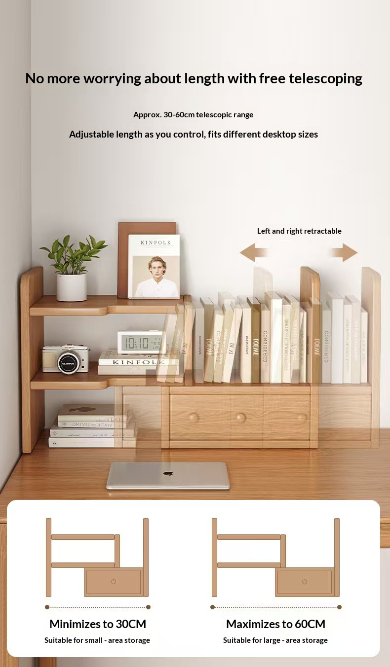 Strictly Selected Solid Wood Artistic Design Corner Placement Desktop Bookshelf Desk Storage Rack Office Organizing Bookcase detail