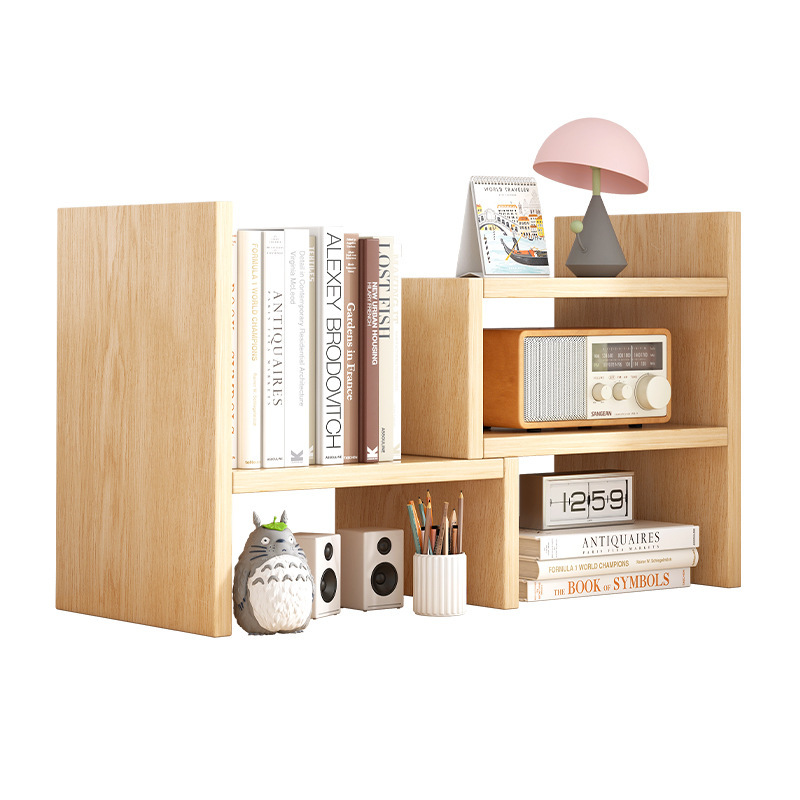 Adjustable Desktop Shelf,  Bamboo Stackable Multilevel Bookshelf Organizer Stand, Home or Office Desk Storage Shelving Rack product view