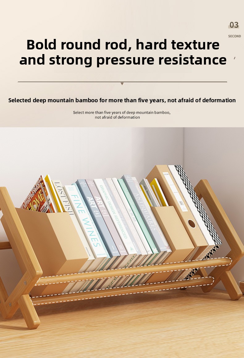 Economical Small Bookshelf Organizer for Students Bamboo Desktop Book Storage Rack for Children Simple Living Room Book Stand detail