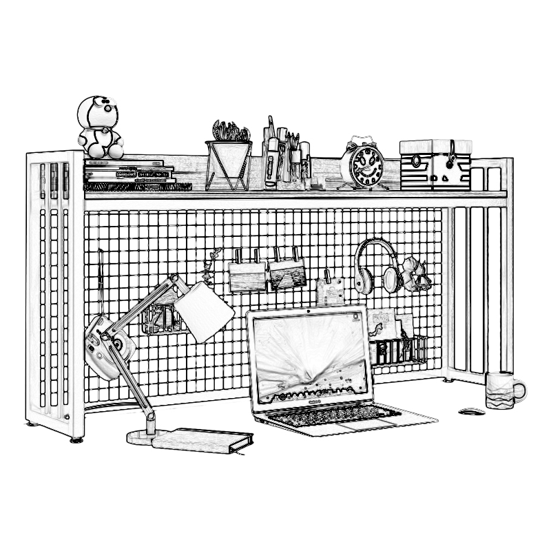 Custom Student Computer Desk/Desktop Multilevel Storage Rack Bookshelf With Grid Bookshelves detail