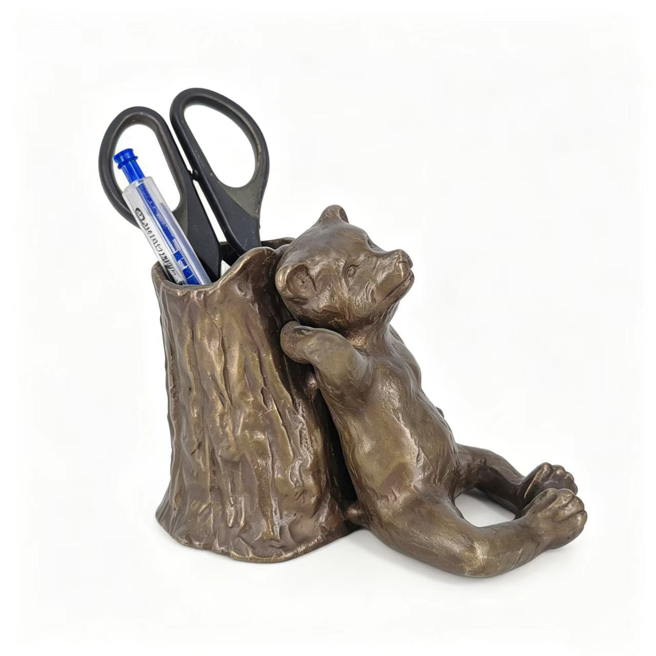 Lazy Little Bear Relies on Tree Stump Creative Pen Holder Study Office Desk Stationery Storage Practical Handicrafts product view