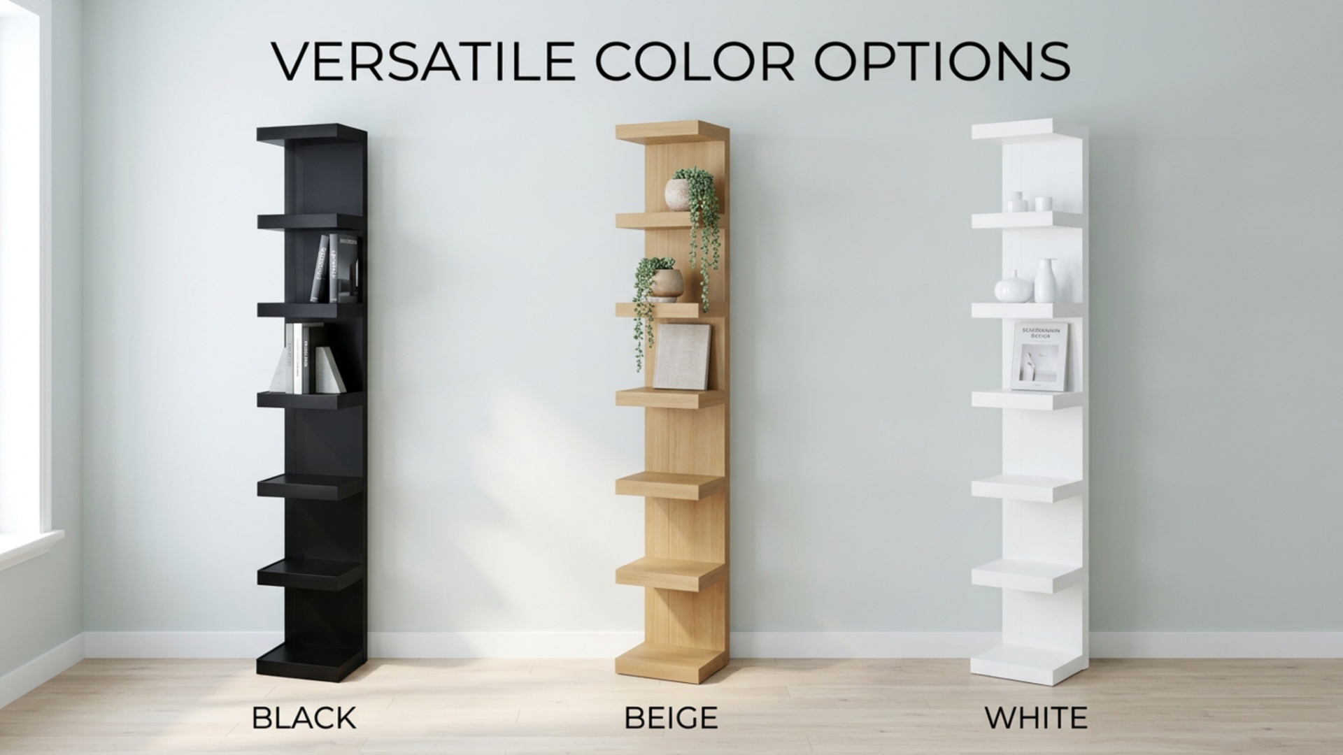 Modern Solid Wood Multilayer Vertical Storage Cabinet Desktop Bookcase Organizer Home Desk Living Room Elegant Book Shelf detail