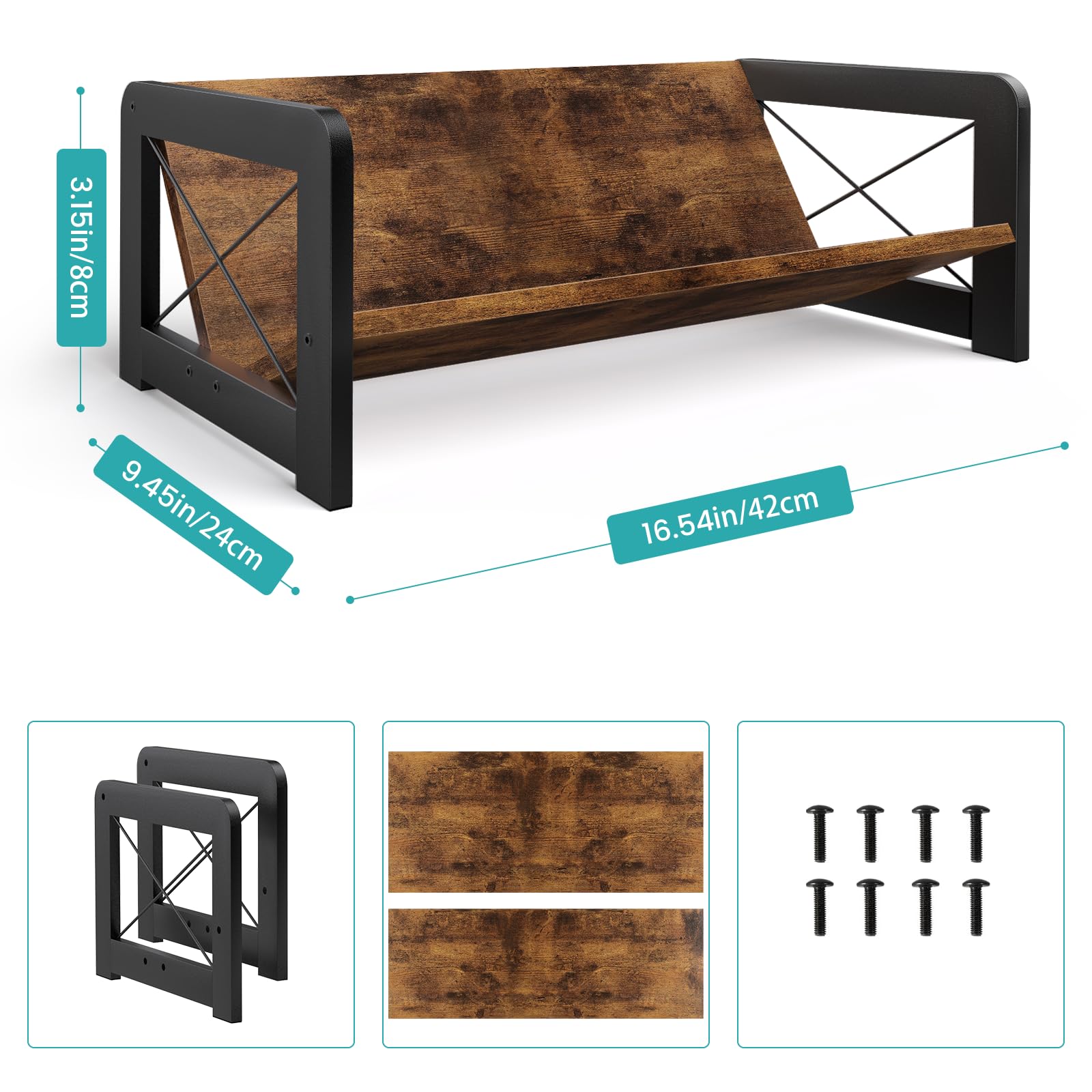 Desktop Bookshelf Organizer Wood Slanted Desk Bookshelf Small Tabletop Book Rack Portable Mini Bookcase for Book Display detail