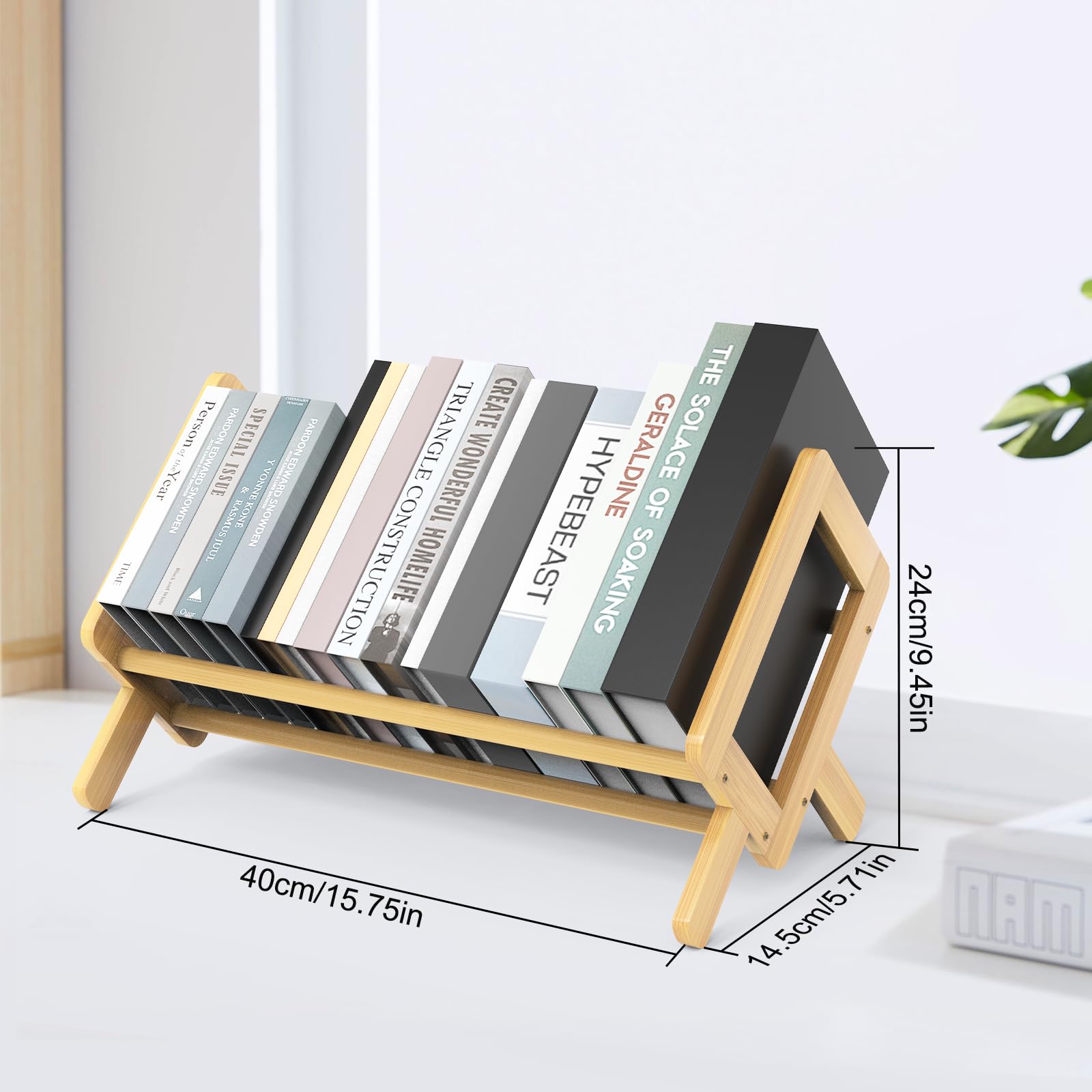 JQ Modern Bookshelf Office and Desktop Decoration Custom Color Bookcases Bamboo Wood Miniature Bookshelf for Desk detail