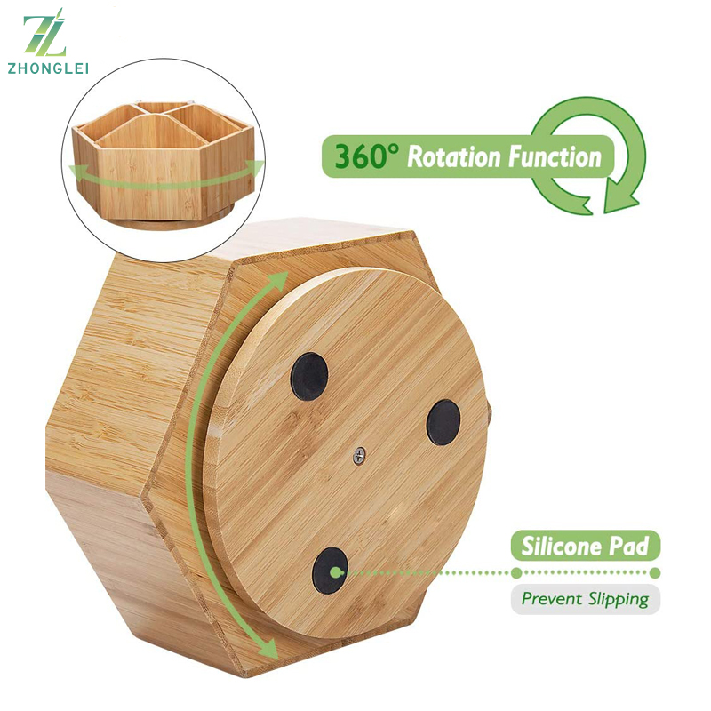 Multi-Function Bamboo Rotating Organizer Pen Holder product view