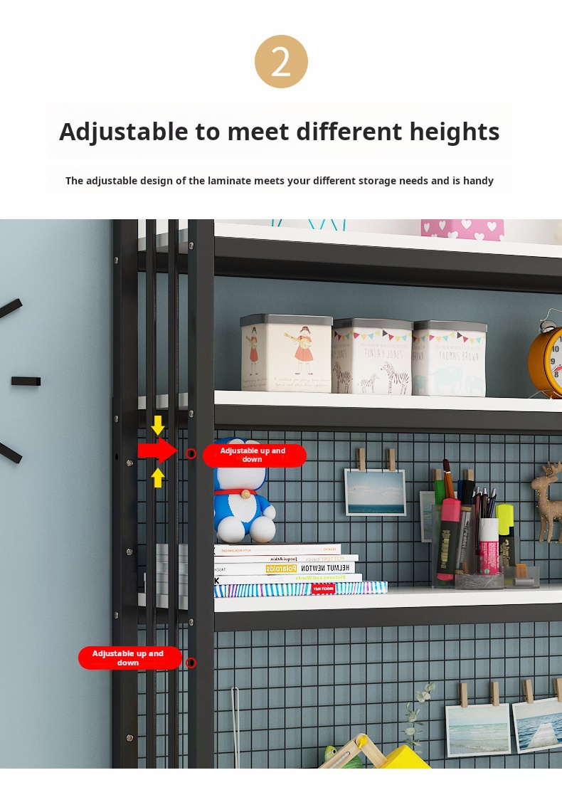 Custom Student Computer Desk/Desktop Multilevel Storage Rack Bookshelf With Grid Bookshelves detail