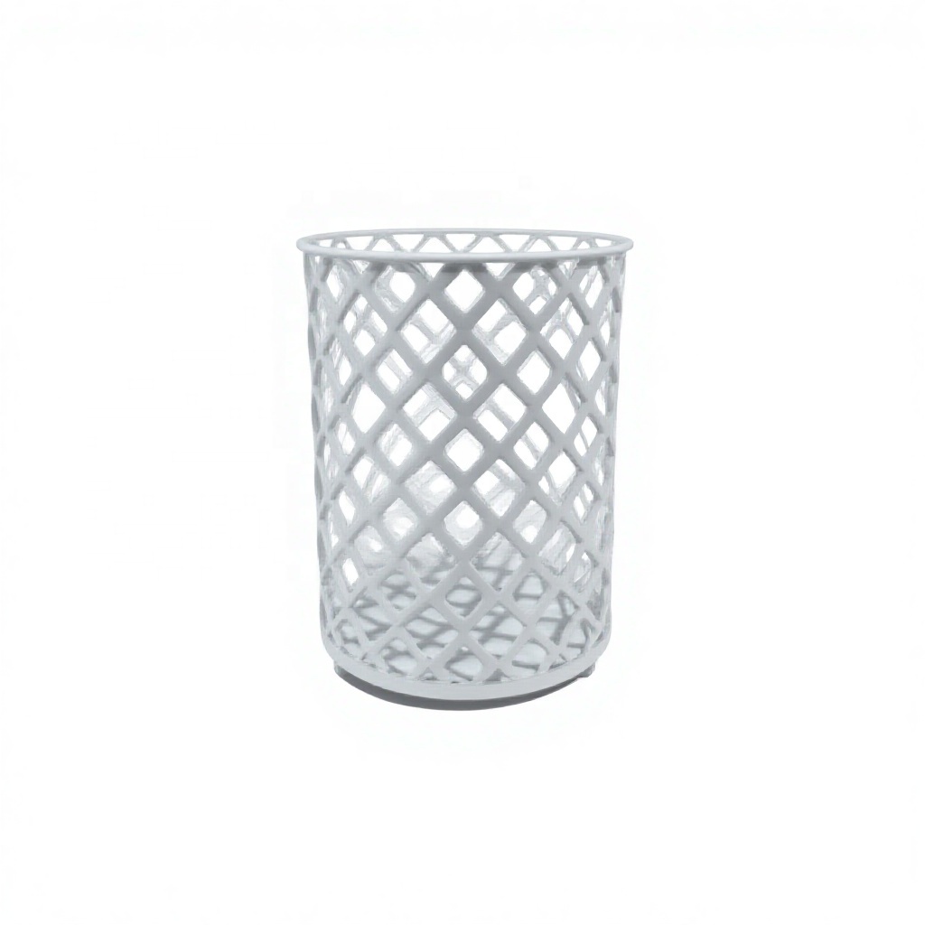 White Metal Lattice Pen Holder | Decorative Desk Organizer for Pens, Makeup Brushes & Office Supplies detail