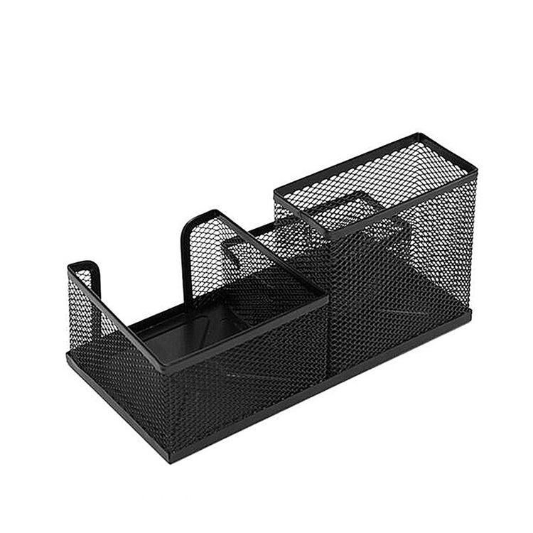 Hot Selling Three Storage Boxes Metal Pen Holder Memo Pad Desk Organizer detail