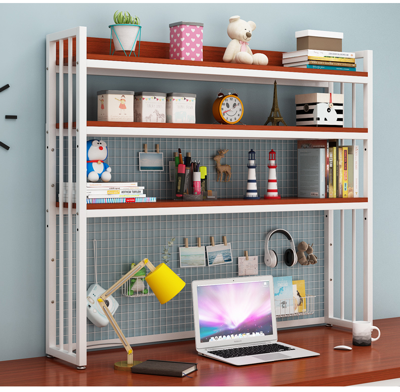 Custom Student Computer Desk/Desktop Multilevel Storage Rack Bookshelf With Grid Bookshelves detail