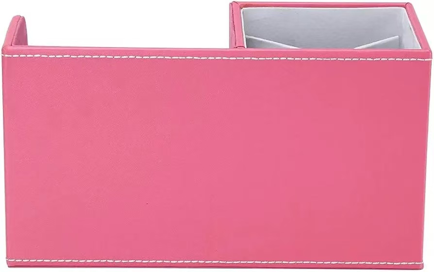 Pink High Quality PU Leather Portable Multi-function Pen Pencil Holder Desk Organizer Office Desktop Stationery Organizer product view