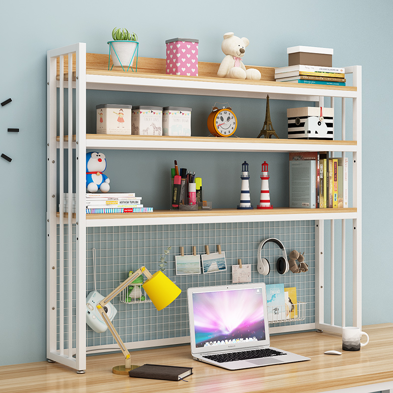 Custom Student Computer Desk/Desktop Multilevel Storage Rack Bookshelf With Grid Bookshelves product view